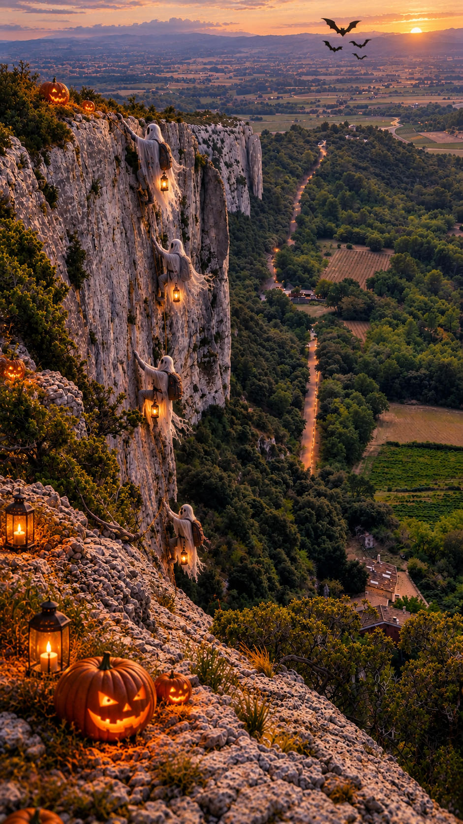 Escalade spectrale au crépuscule dHalloween